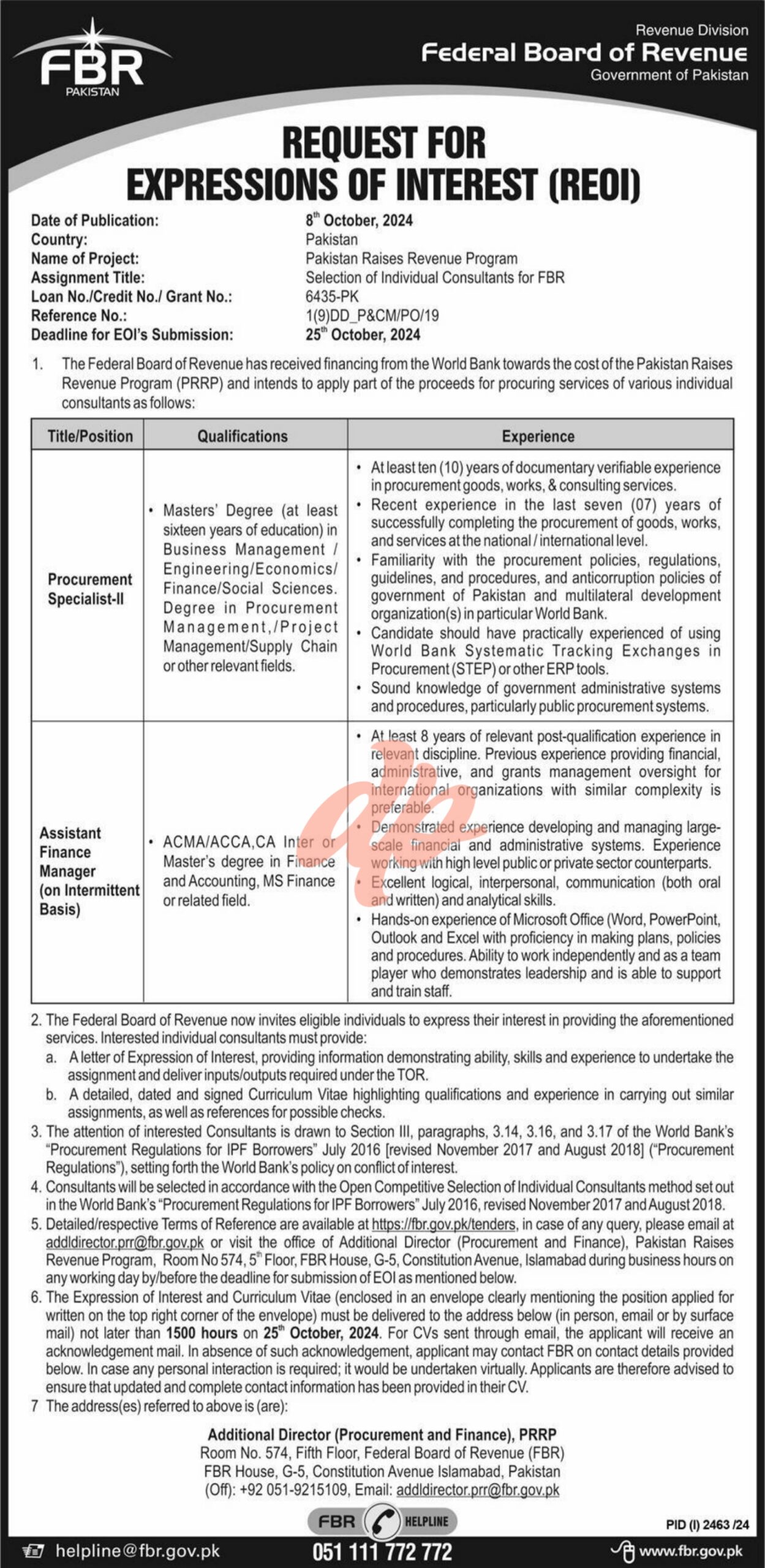 Federal Board of Revenue FBR Jobs 2024 Online Apply
Posts Available at Federal Board of Revenue FBR