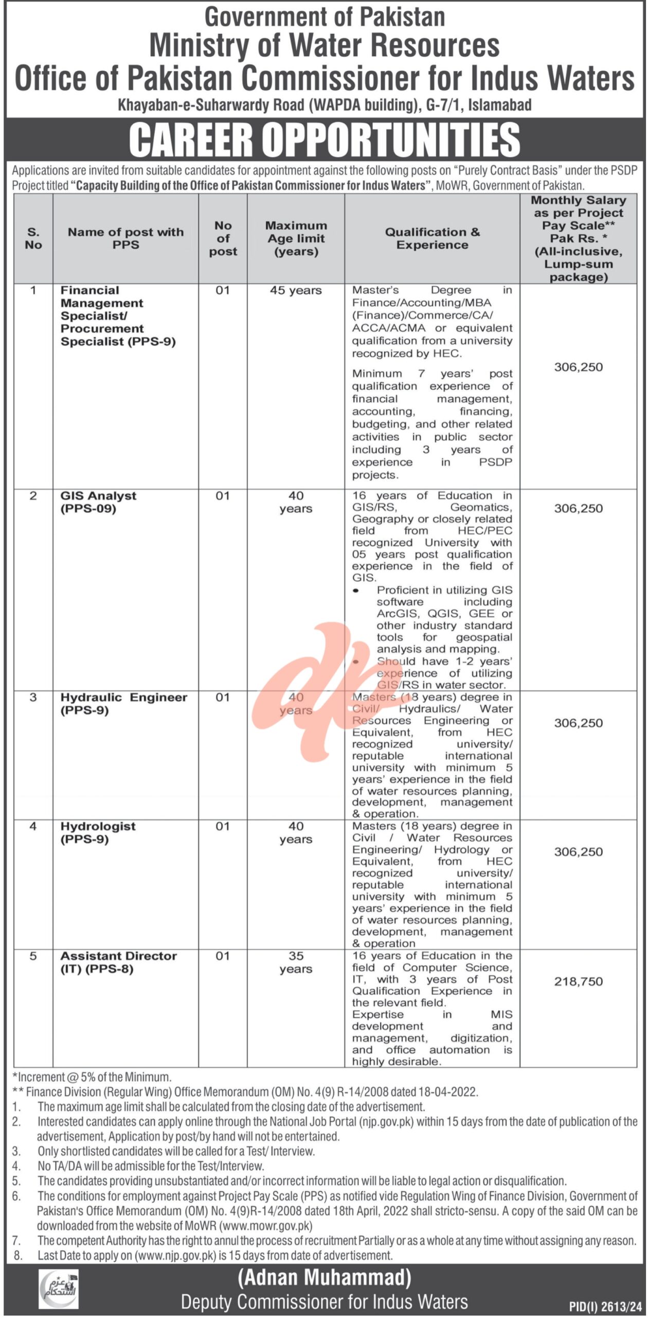 Job Positions At Ministry of Water Resources MOWR jobs 2024
Career Opportunities at Ministry of Water Resources MOWR