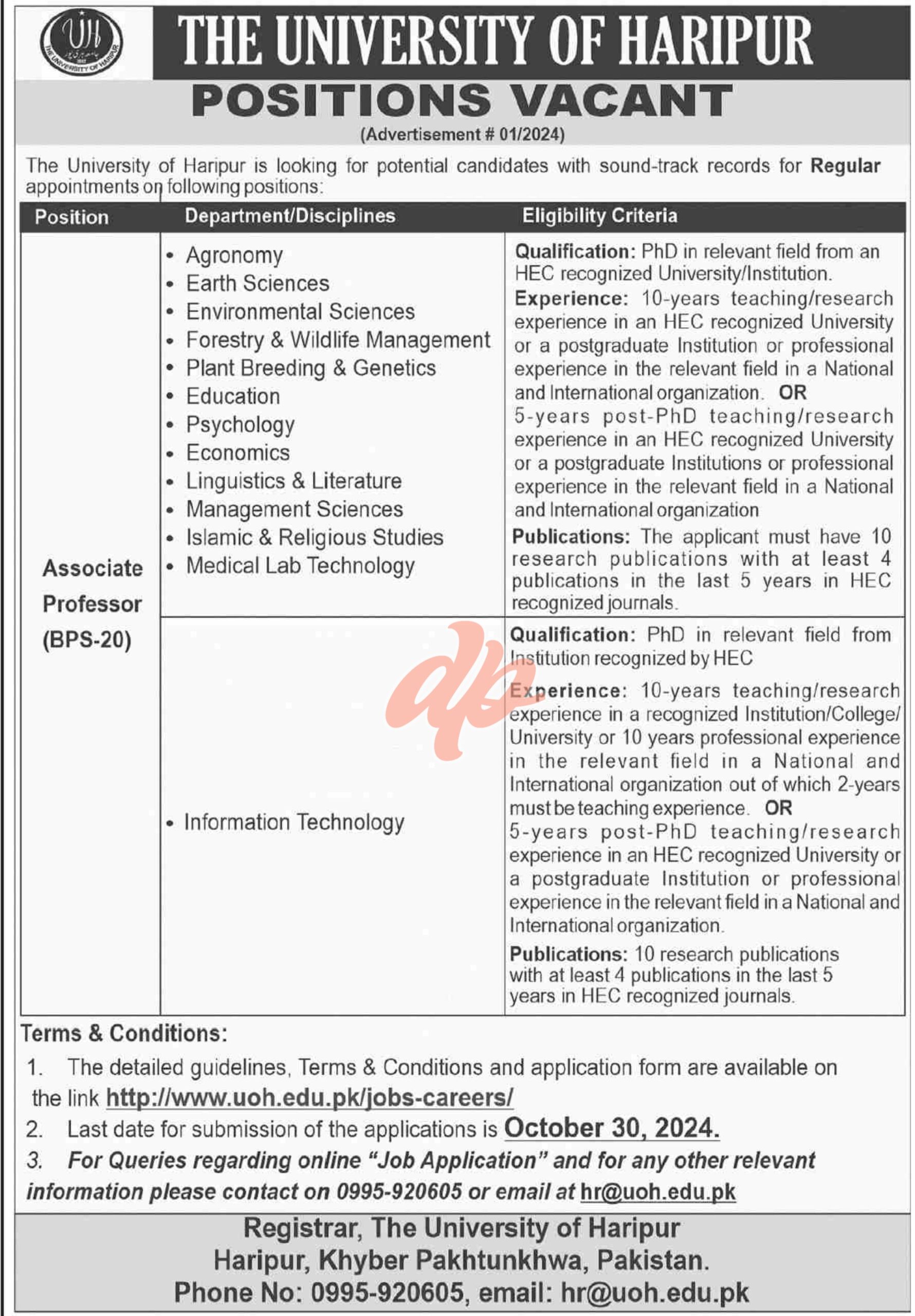 The University Of Haripur Jobs Announcement 2024
Latest University of Haripur UOH Jobs 2024