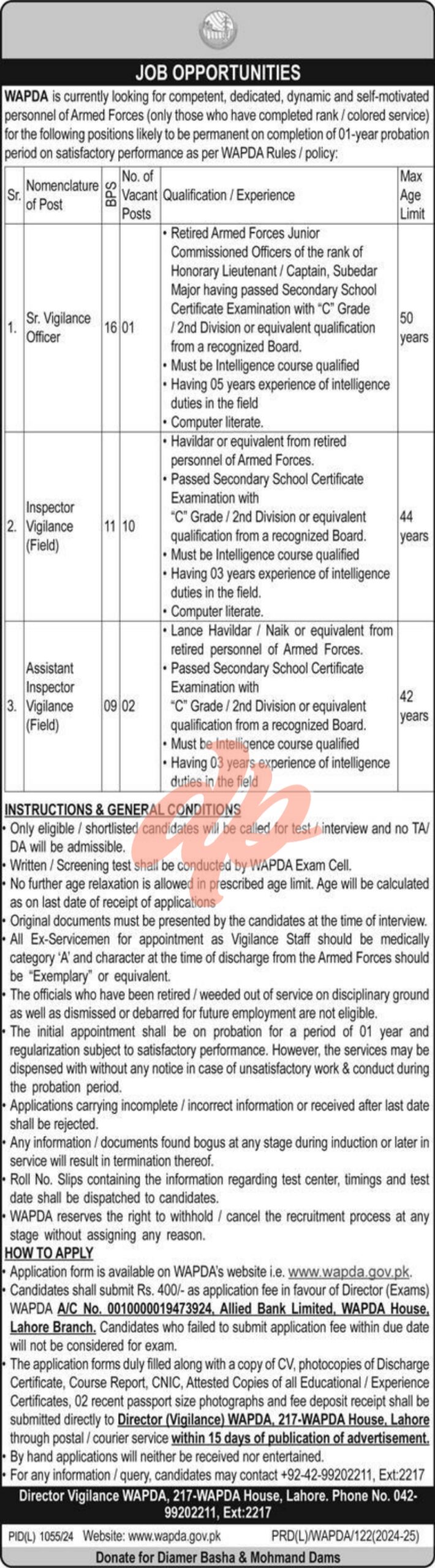 Water and Power Development Authority WAPDA Jobs 2024
Jobs Available at Water and Power Development Authority