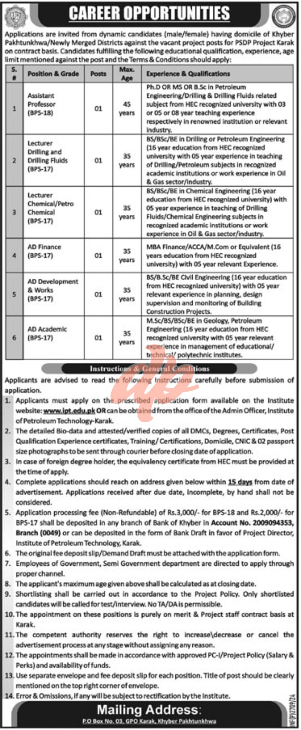 Institute of Petroleum Technology Jobs 2024 
Institute of Petroleum Technology Jobs 2024 | Apply Online