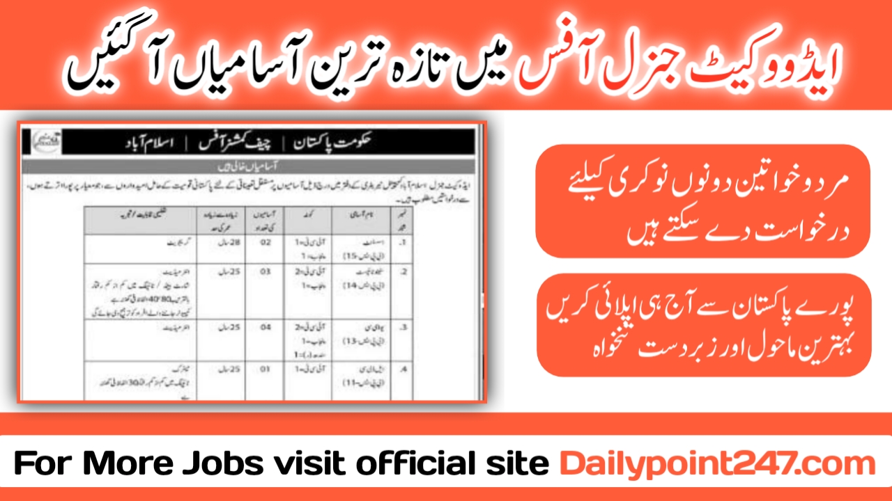 Advocate General Islamabad Jobs Announcement 2024 Advocate General Islamabad Jobs 2024