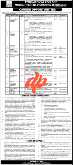 Ayub Medical College Abbottabad Jobs 2024